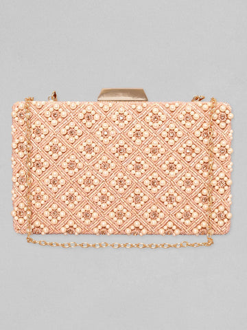 Rubans Pink Embellished Shopper Handheld Bag Clutches