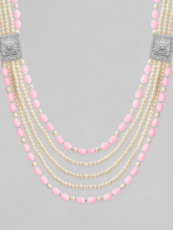 Rubans Pink & Gold Beaded Layered Mens Necklace. Chain & Necklaces