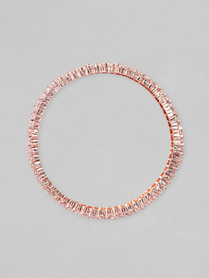 Rubans Pink Set of 2 Rose Gold Plated Zirconia Stone Studded Bangles Bangles & Bracelets