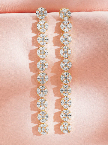 Rubans Premium 22K Gold-Plated AD & Zirconia Studded Luxury Drop Earrings Earrings