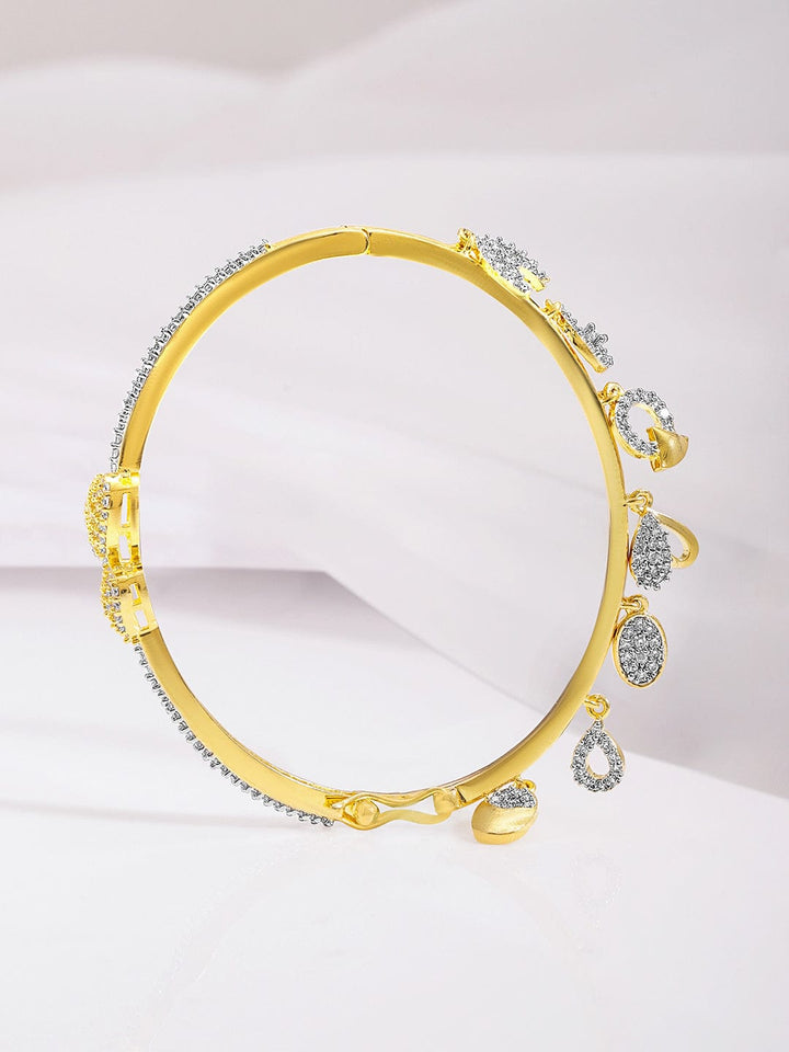 Rubans Premium 22K Gold-Plated AD & Zirconia Studded Openable Bangle Style Bracelet with Charms Bangles & Bracelets