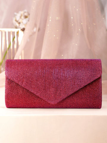 Rubans Radiant Bloom Magenta Textured Shimmery Clutch Bag Handbag, Wallet Accessories & Clutches