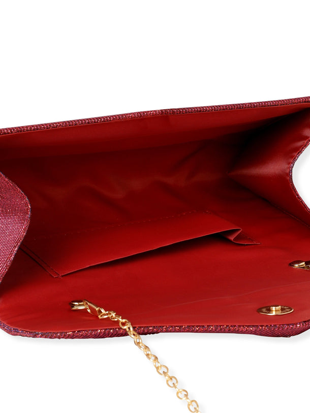 Rubans Radiant Bloom Magenta Textured Shimmery Clutch Bag Handbag, Wallet Accessories & Clutches