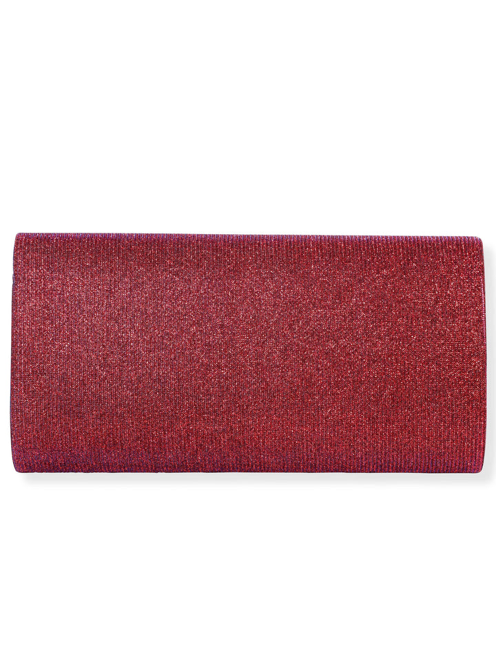 Rubans Radiant Bloom Magenta Textured Shimmery Clutch Bag Handbag, Wallet Accessories & Clutches