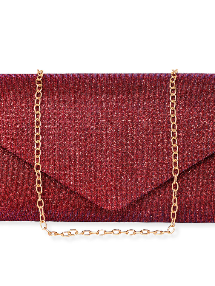 Rubans Radiant Bloom Magenta Textured Shimmery Clutch Bag Handbag, Wallet Accessories & Clutches