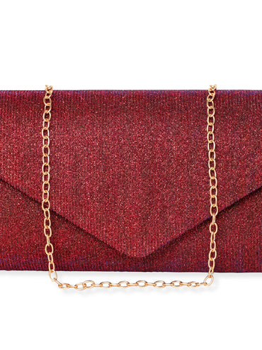 Rubans Radiant Bloom Magenta Textured Shimmery Clutch Bag Handbag, Wallet Accessories & Clutches