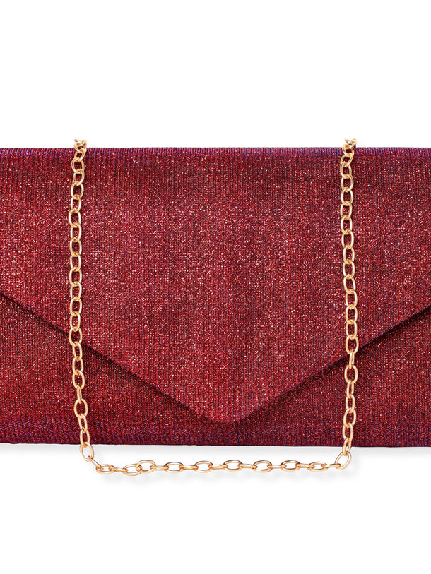 Rubans Radiant Bloom Magenta Textured Shimmery Clutch Bag Handbag, Wallet Accessories & Clutches