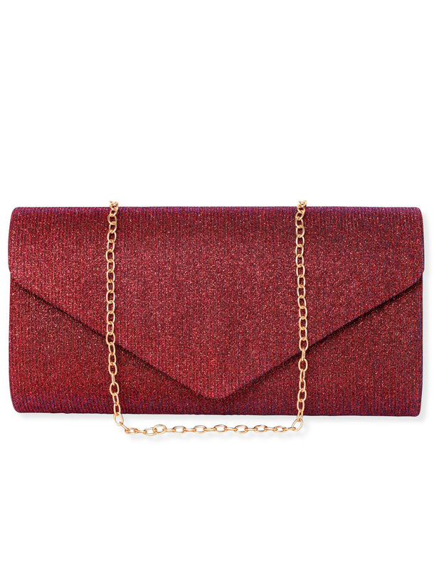 Rubans Radiant Bloom Magenta Textured Shimmery Clutch Bag Handbag, Wallet Accessories & Clutches