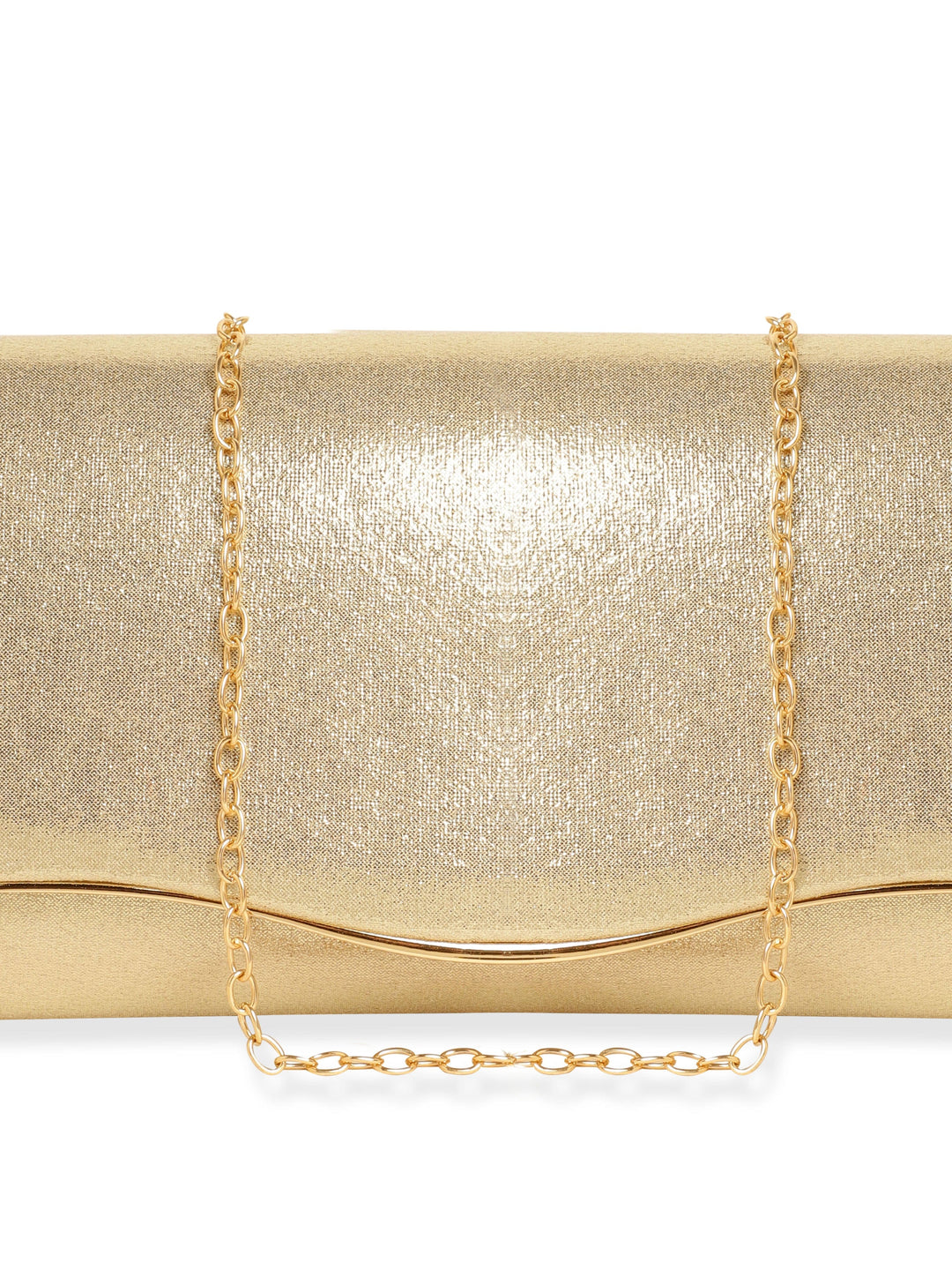 Rubans Radiant Sophistication Handcrafted Champagne Glossy Finish Clutch Bag Handbag, Wallet Accessories & Clutches