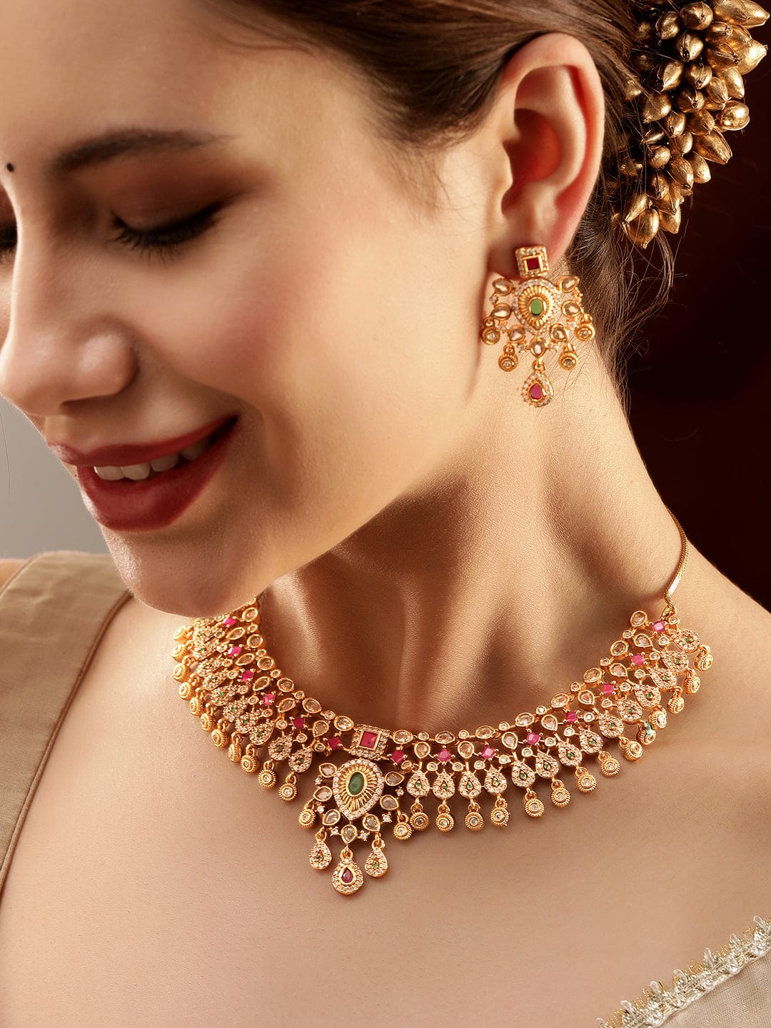 Buy Choker Necklace Online  Artificial Jewellery Set Online - Rubans