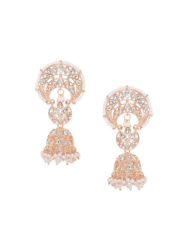 Rubans Regal Opulence 22k Gold Plated Kundan and Pearl Beaded Earrings Earrings