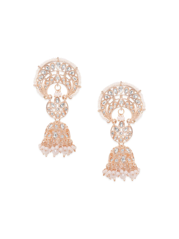 Rubans Regal Opulence 22k Gold Plated Kundan and Pearl Beaded Earrings Earrings