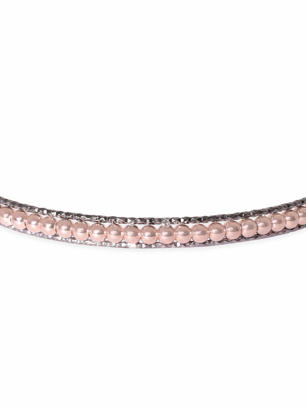 Rubans Rhodium Plated 925 Sterling Silver Rose Gold Beaded Bracelet Bangles & Bracelets