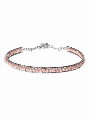 Rubans Rhodium Plated 925 Sterling Silver Rose Gold Beaded Bracelet Bangles & Bracelets