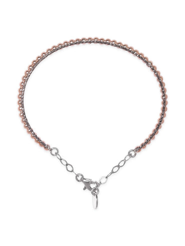 Rubans Rhodium Plated 925 Sterling Silver Rose Gold Beaded Bracelet Bangles & Bracelets