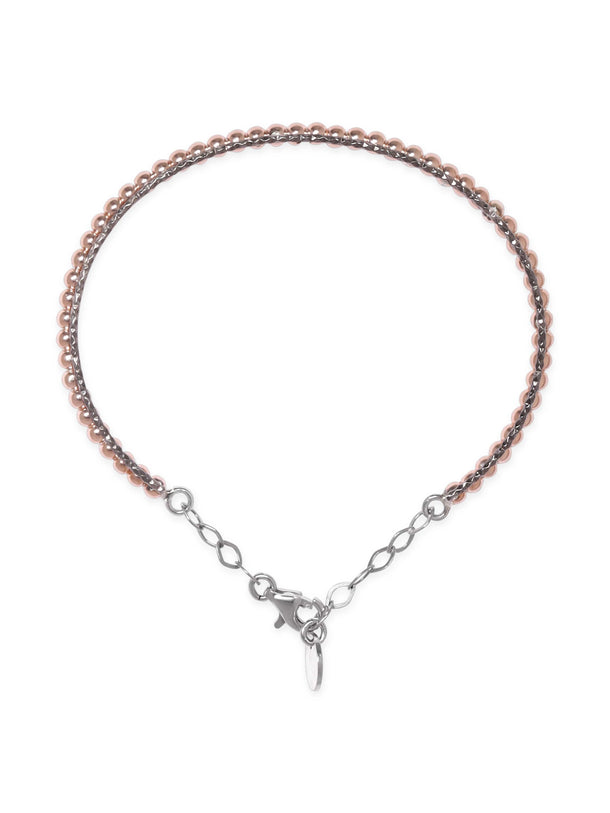 Rubans Rhodium Plated 925 Sterling Silver Rose Gold Beaded Bracelet Bangles & Bracelets