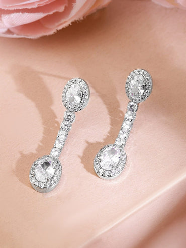 Rubans Rhodium-Plated AD & Cubic Zirconia Studded Drop Earrings Earrings