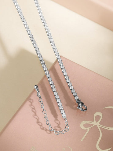 Rubans Rhodium-Plated AD & Cubic Zirconia Studded Heart Pendant Necklace Necklace & Chains