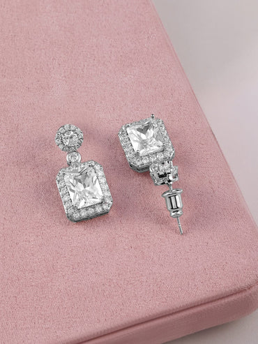Rubans Rhodium Plated Ad & Cubic Zirconia Studded Premium Pendant Necklace Set Necklace & Chains