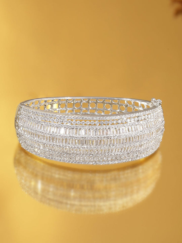 Rubans Rhodium plated Baguette Crystal Zirconia Exquisite Demi - Fine Statement bracelet Bangles & Bracelets