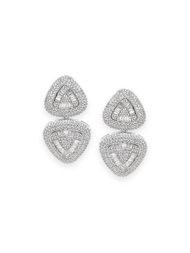 Rhodium Plated Studded Earrings