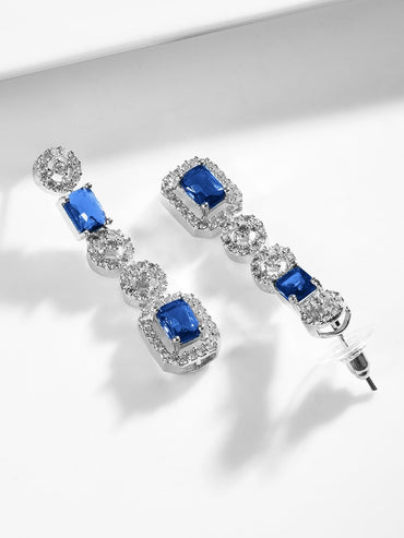 Rubans Rhodium-Plated Blue AD & Cubic Zirconia Studded Statement Jewelry Set Jewellery Set