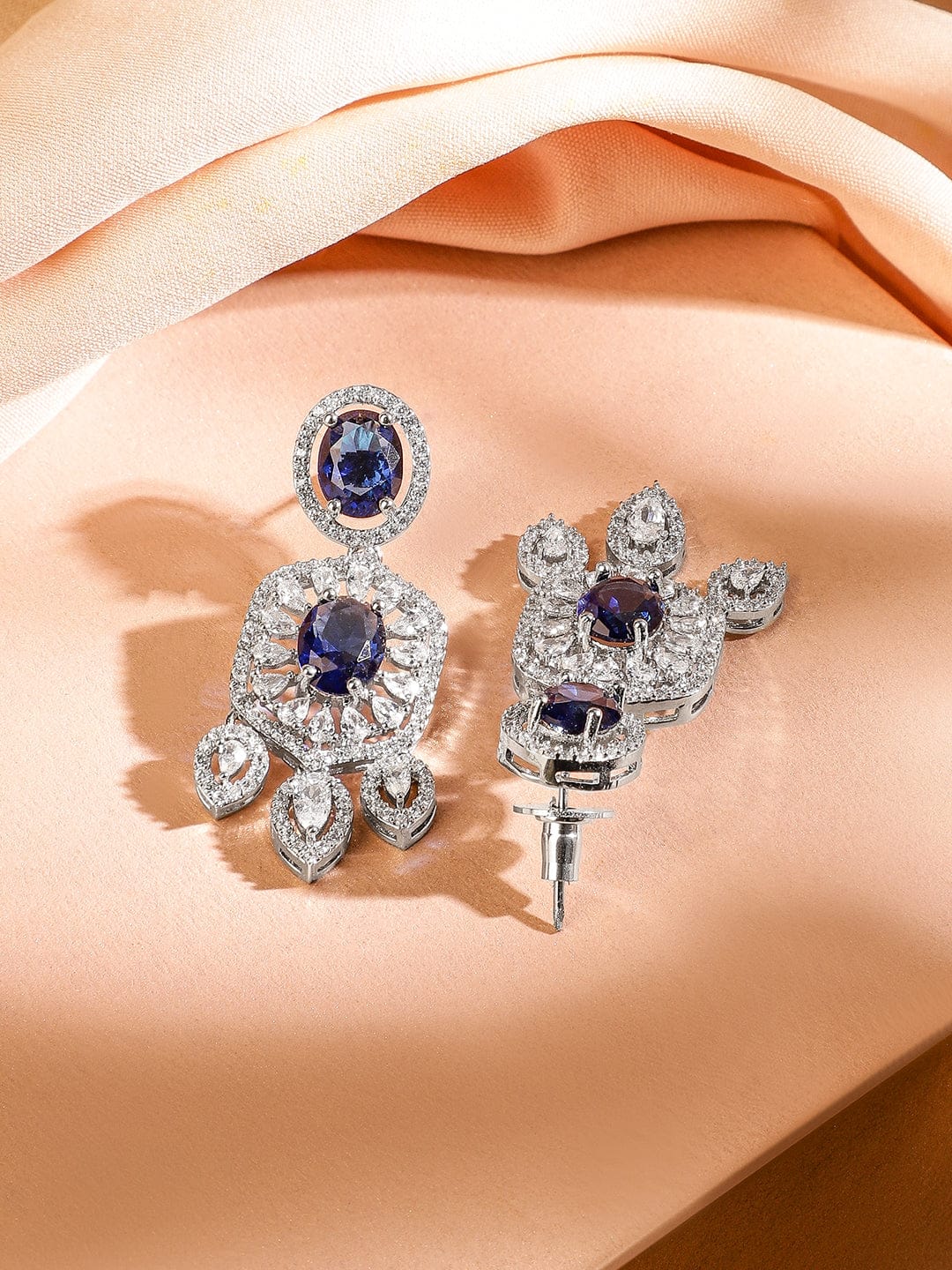 Rubans Rhodium-Plated Blue Sapphire & Cubic Zirconia Studded Choker Jewellery Set for Women Jewellery Set