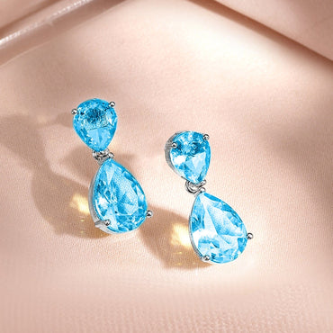 Rubans Rhodium-Plated Blue Topaz Cubic Zirconia Studded Necklace Set Jewellery Set