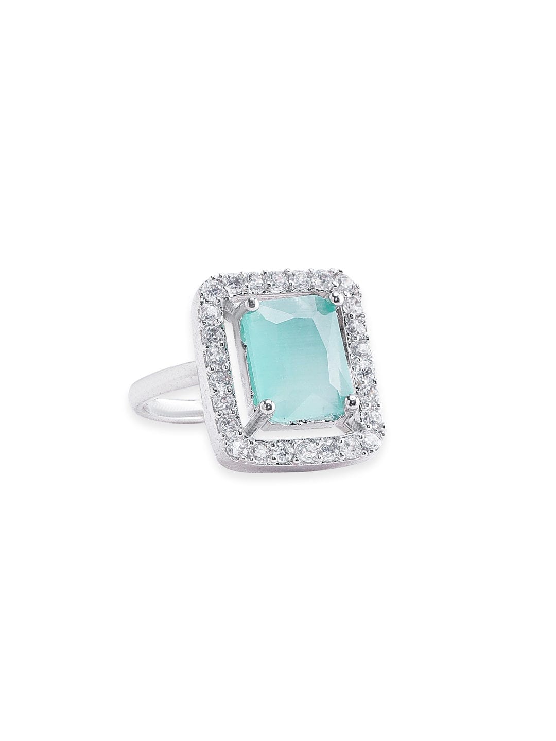 Rubans Rhodium plated Blue Zirconia Classy Ring Rings