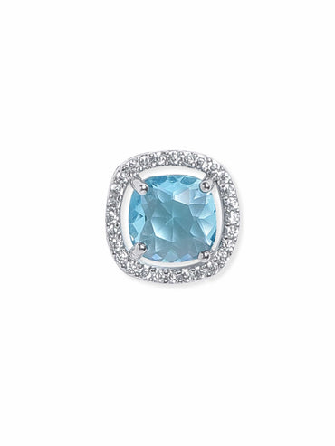 Rubans Rhodium plated BLue Zirconia stud Earring Earrings