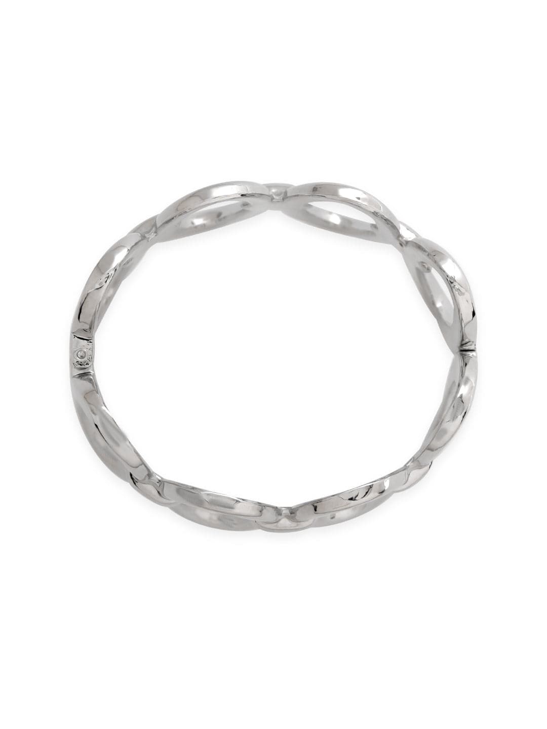 Rubans Rhodium-Plated Bold Linked Oval Design Bangle-Style Statement Bracelet Bracelets