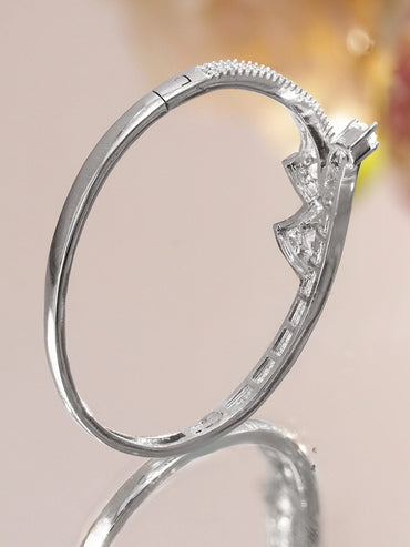 Rubans Rhodium-Plated Bracelet for Women & Girls with Pear and Round Cubic Zirconia Stones Wristwear