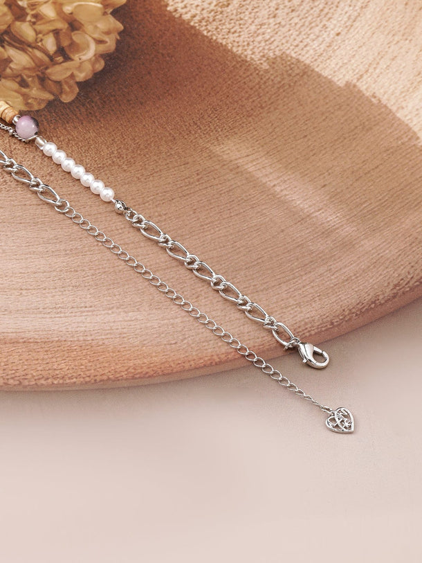 Rubans Rhodium-Plated Butterfly Pendant Layered Choker Necklace Necklace & Chains