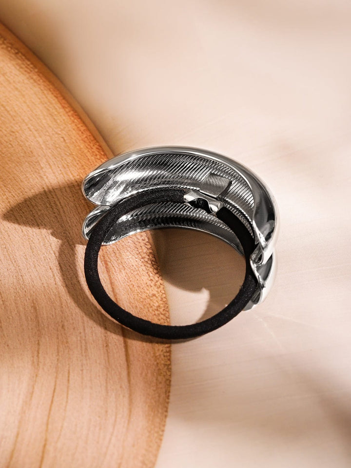 Rubans Rhodium Plated Chunky Dome Hair Tie â€“ Luxe Statement Hair Accessory for Women Hair Accessory