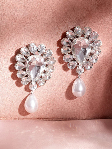 Rubans Rhodium-Plated Contemporary Drop Earrings Earrings