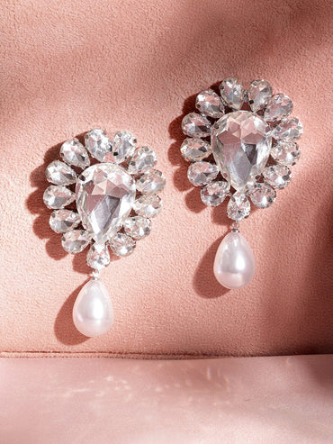 Rubans Rhodium-Plated Contemporary Drop Earrings Earrings
