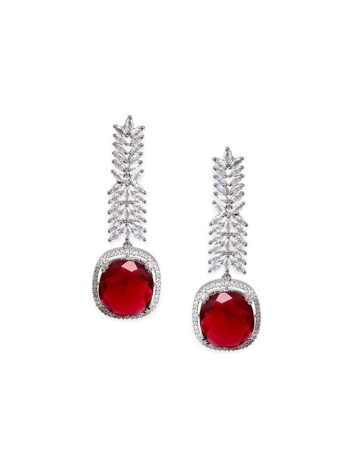 Rubans Rhodium-Plated Contemporary Drop Earrings Earrings