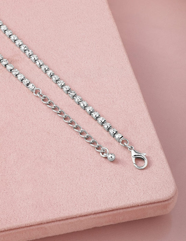 Rubans Rhodium Plated Crystal AD & Zirconia Studded Luxurious Heart Pendant Necklace Necklace & Chains
