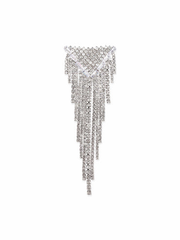 Rubans Rhodium-Plated Crystal & Cubic Zirconia Multilayered Shoulder Duster Earrings Earrings