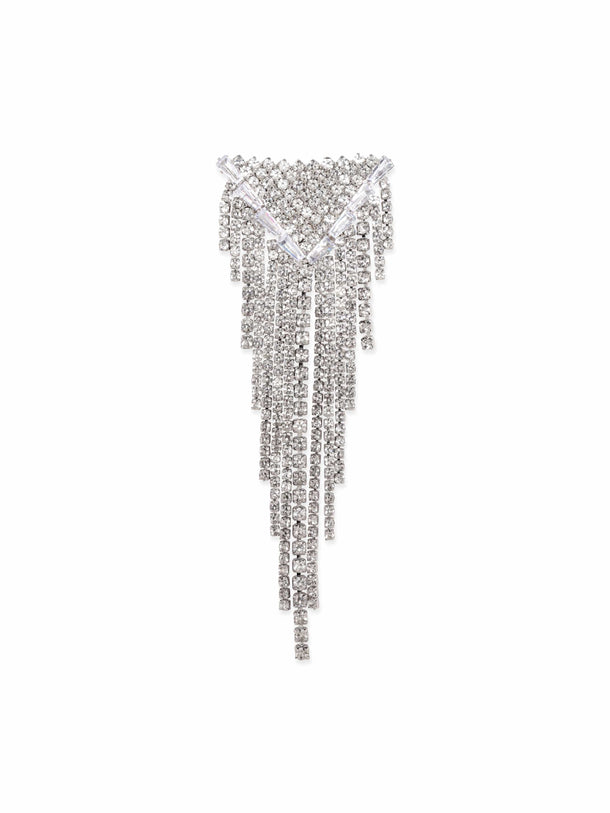 Rubans Rhodium-Plated Crystal & Cubic Zirconia Multilayered Shoulder Duster Earrings Earrings