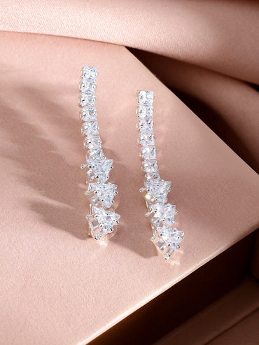 Rubans Rhodium-Plated Crystal-Studded Jewellery Set Jewellery Set