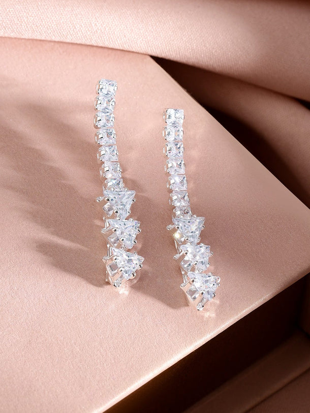 Rubans Rhodium-Plated Crystal-Studded Jewellery Set Jewellery Set