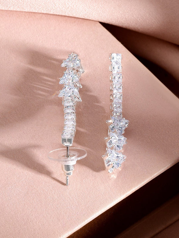 Rubans Rhodium-Plated Crystal-Studded Jewellery Set Jewellery Set