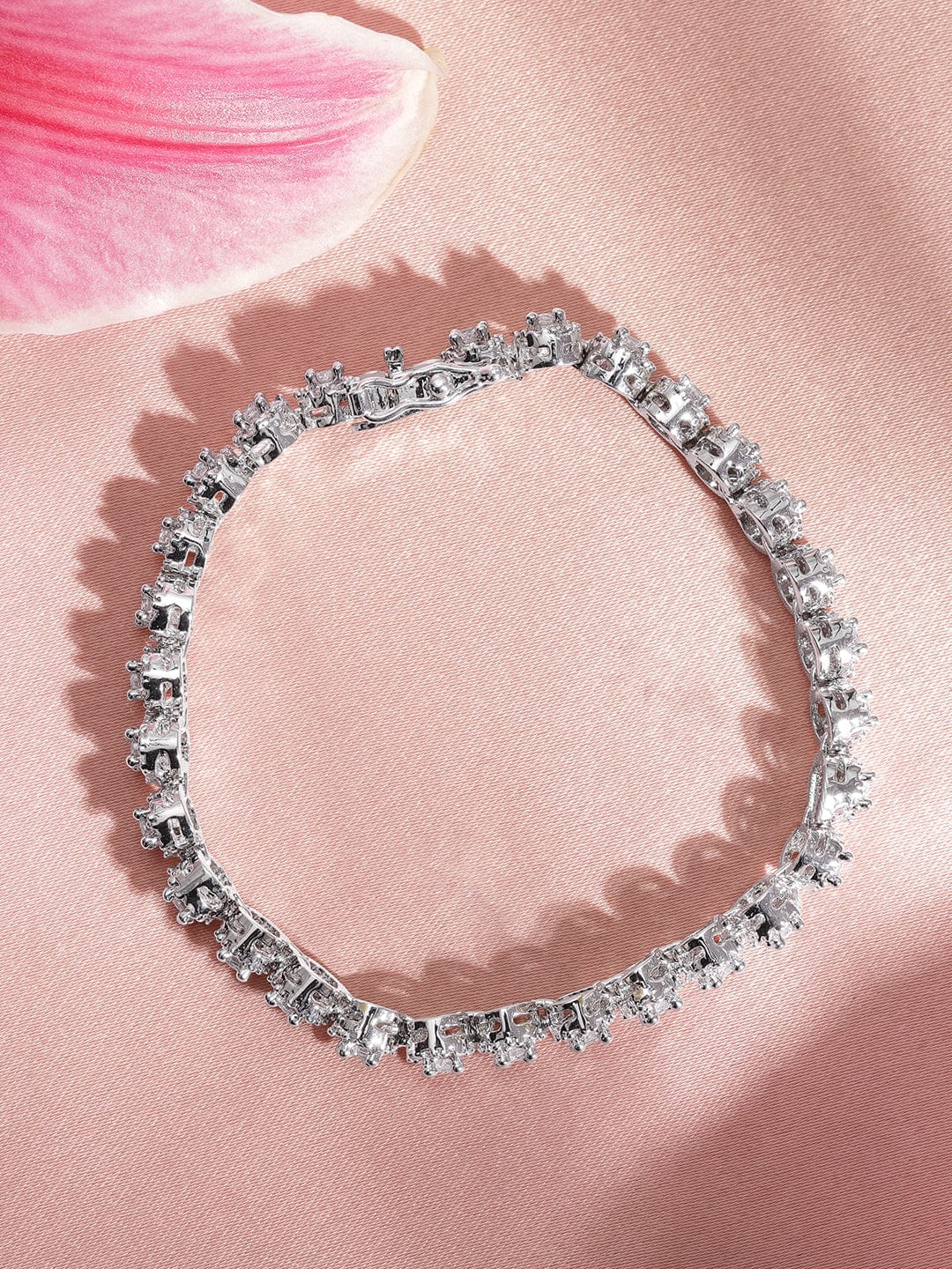 Rubans Rhodium Plated Crystal Zirconia Chic Demi-Fine Tennis Bracelet Bracelet