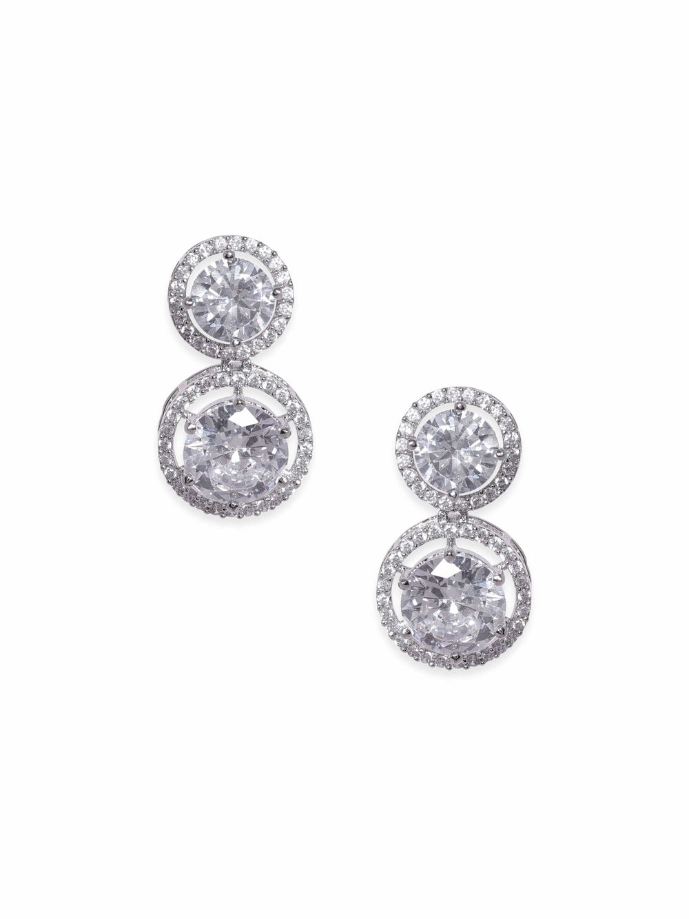 Rubans Rhodium Plated Crystal Zirconia Classic Drop Earring Earrings