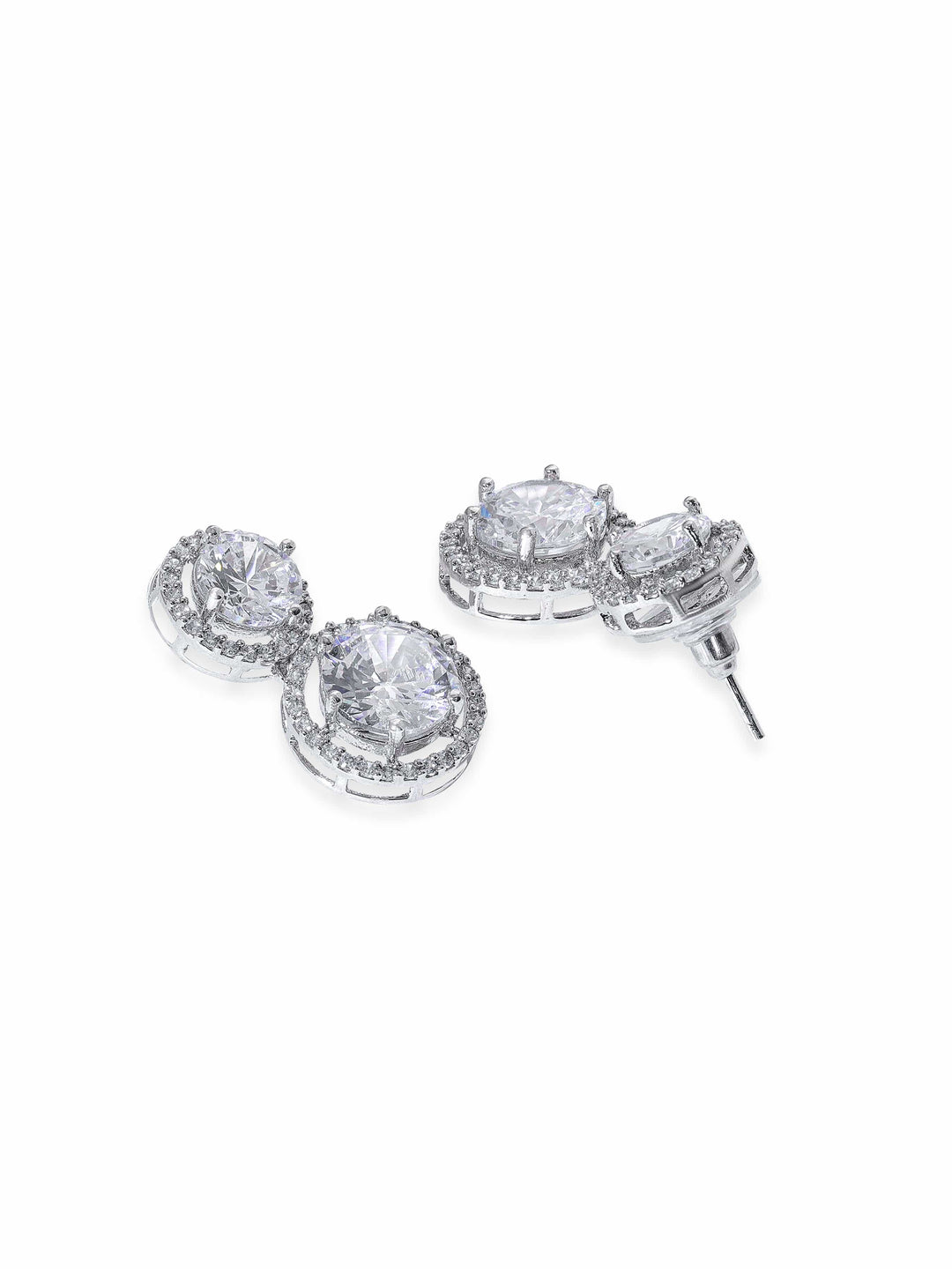 Rubans Rhodium Plated Crystal Zirconia Classic Drop Earring Earrings