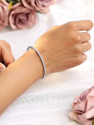 Rubans Rhodium Plated Cubic Zirconia Bangle Style Bracelet Bracelet