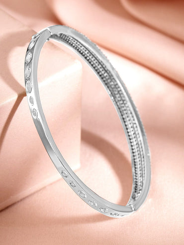 Rubans Rhodium Plated Cubic Zirconia Bangle Style Bracelet Wristwear