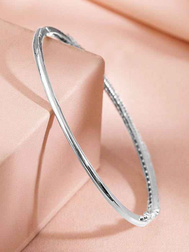 Rubans Rhodium Plated Cubic Zirconia Bangle Style Bracelet Wristwear