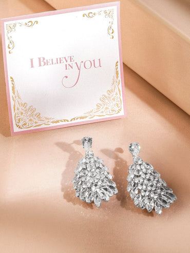 Rubans Rhodium Plated Cubic Zirconia Drop Earrings Earrings